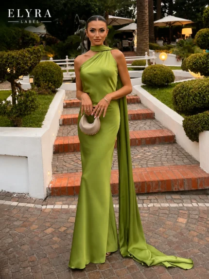 Satin Halter Maxi Dress