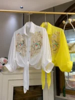 Sequined Embroidered Chiffon Blouse