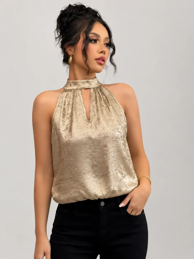 Champagne Halter Neck Blouse