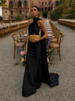 Satin Halter Maxi Dress – Elegant Backless Evening Gown - Image 12