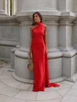 Satin Halter Maxi Dress – Elegant Backless Evening Gown - Image 13