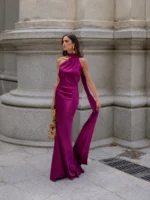 Satin Halter Maxi Dress – Elegant Backless Evening Gown - Image 16