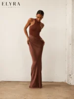 Hollow Out Maxi Dress – Elegant Sleeveless Evening Gown - Image 3