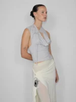 Lace Up Halter Tank Top – Chic Sleeveless Y2K Crop Top - Image 2