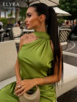 Satin Halter Maxi Dress – Elegant Backless Evening Gown - Image 4