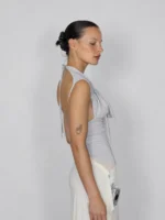 Lace Up Halter Tank Top – Chic Sleeveless Y2K Crop Top - Image 3