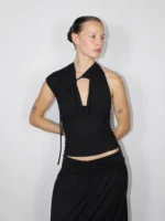 Lace Up Halter Tank Top – Chic Sleeveless Y2K Crop Top - Image 7
