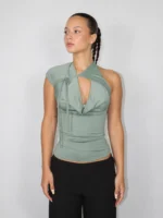 Lace Up Halter Tank Top – Chic Sleeveless Y2K Crop Top - Image 8