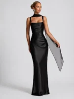 Satin Backless Maxi Dress – Elegant Sleeveless Party Gown - Image 8