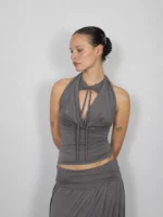 Lace Up Halter Tank Top – Chic Sleeveless Y2K Crop Top - Image 9