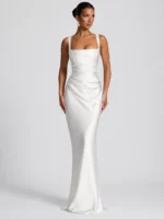 Satin Backless Maxi Dress – Elegant Sleeveless Party Gown - Image 9