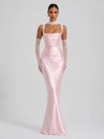 Satin Backless Maxi Dress – Elegant Sleeveless Party Gown - Image 10