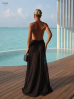 Sky Blue Sheer Slip Maxi Dress | Elegant Beach Gown - Image 9