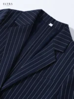 Navy Pinstripe Blazer Set | Elegant Women's Business Suit - Image 11