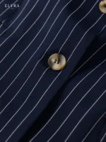 Navy Pinstripe Blazer Set | Elegant Women's Business Suit - Image 12