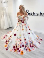 Floral Off Shoulder Prom Gown | Elegant Princess Dress - Image 4