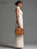 White Pleated Jumpsuit | Elegant Wide Leg Women's Jumpsuit - Image 3