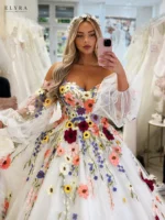 Floral Off Shoulder Prom Gown | Elegant Princess Dress - Image 5