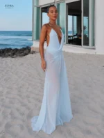 Sky Blue Sheer Slip Maxi Dress | Elegant Beach Gown - Image 6