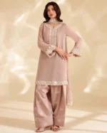 Embroidered Organza Lace Chiffon Suit with Embroidered Dupatta and Raw Silk Trouser