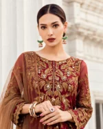Iznik Maroon Embroidered Chiffon Suit – 5 Stunning Details - Image 3