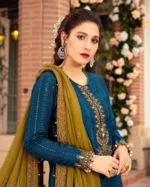 Teal Chiffon Embroidered Suit – 5 Stunning Style Details - Image 2