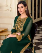 Green Embroidered Chiffon 3 Piece Suit – 7 Elegant Details - Image 3