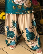 Al-Bakhat 2 Piece Satin Silk Kurta Set – Floral Print - Image 4